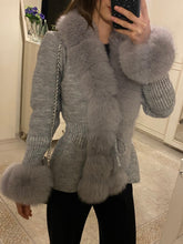 Fur Charm Gri- Premium Tilki Kürkü Hırka