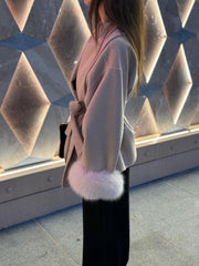 Seréna – Kürk Manşetli Kemerli Kaşe Ceket