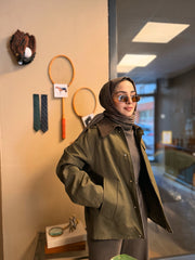 Oliva Kadife Yaka Ceket