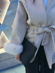 Seréna – Kürk Manşetli Kemerli Kaşe Ceket