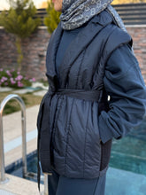 Lacivert Örgü Detay Şişme Mont