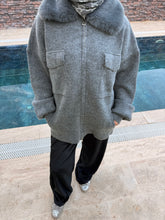 Silver Frost- Kürk Yaka Detaylı Triko Ceket