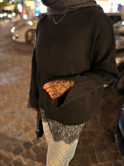 Dantel Detaylı Çelik Örme Triko