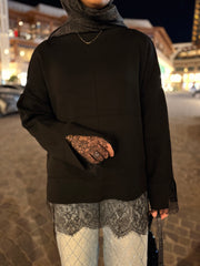 Dantel Detaylı Çelik Örme Triko