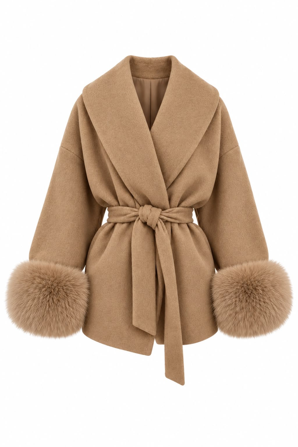 Kürk Manşetli Kaşe Camel
