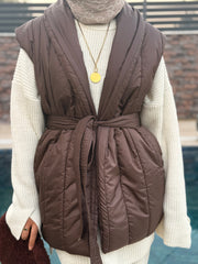 Kahve Örgü Detay Şişme Mont