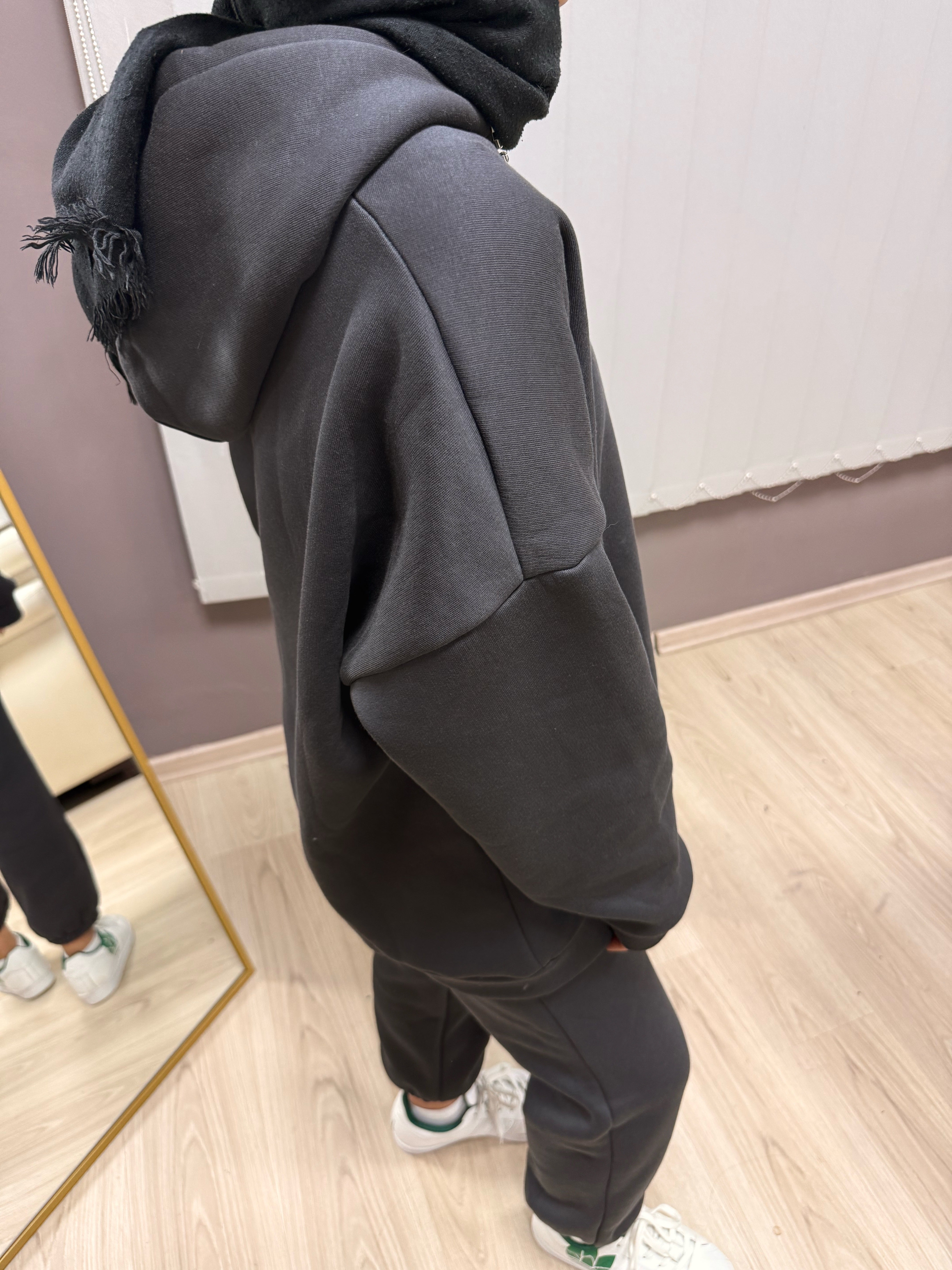 Taşlı Hoodie Takım Antrasit