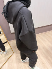 Taşlı Hoodie Takım Antrasit