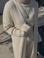 Écru Luxe – Üçlü Triko Takım