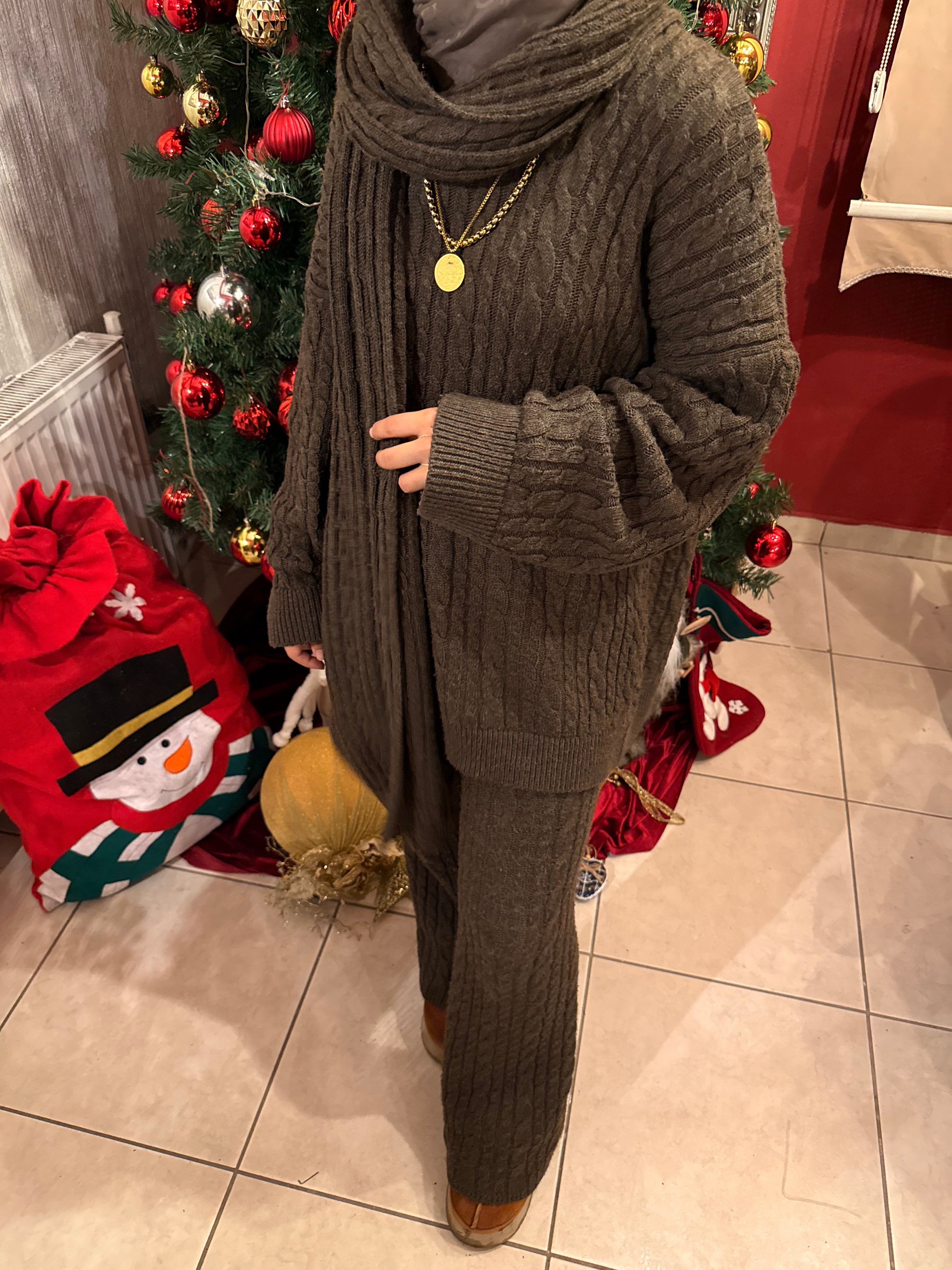 Chocolate Cozy Set- Örme Triko Takım 3'lü