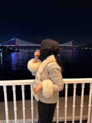 Fur Charm Bej- Premium Tilki Kürkü Hırka