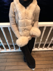 Fur Charm Bej- Premium Tilki Kürkü Hırka